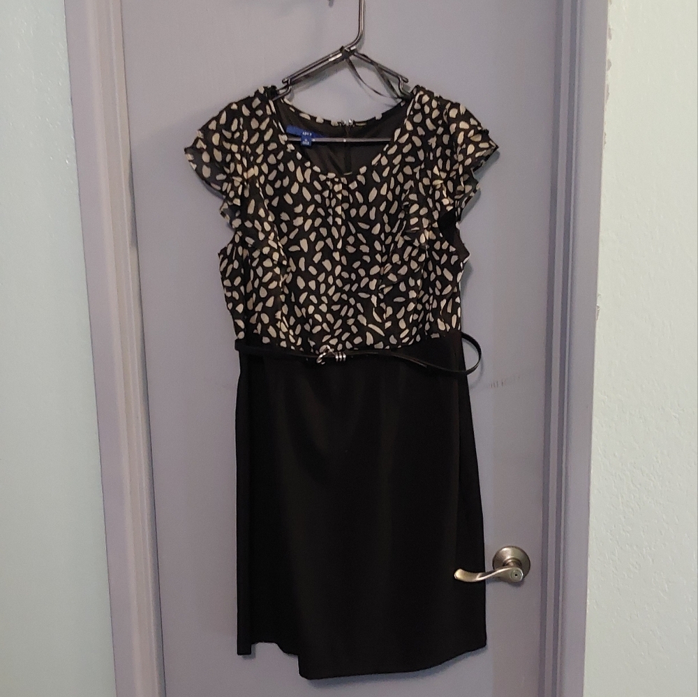 NWT Apt. 9 Black and Cream Ruffle Sleeve Dress